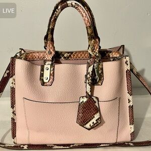 Jlo Elegant Pink Snakeskin Print Handbag